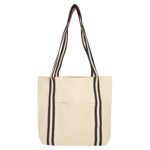 10 oz cotton tote with striped shoulder handles and imprint area.... from ASI 67557 LimeLight Ent / Limelight USA