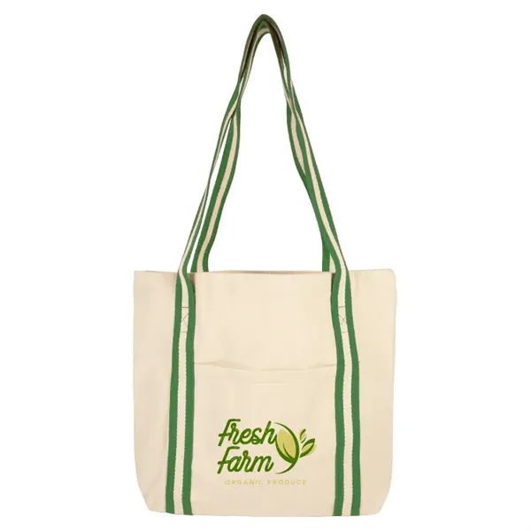10 oz cotton tote with striped shoulder handles and imprint area.... from ASI 67557 LimeLight Ent / Limelight USA
