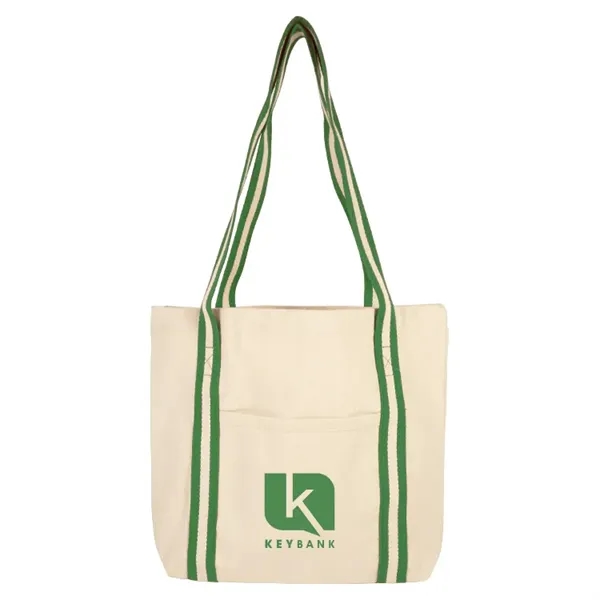 10 oz cotton tote with striped shoulder handles and imprint area.... from ASI 67557 LimeLight Ent / Limelight USA