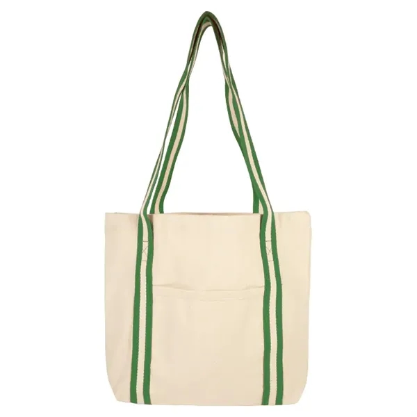 10 oz cotton tote with striped shoulder handles and imprint area.... from ASI 67557 LimeLight Ent / Limelight USA