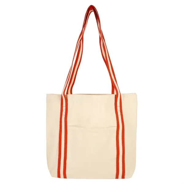 10 oz cotton tote with striped shoulder handles and imprint area.... from ASI 67557 LimeLight Ent / Limelight USA