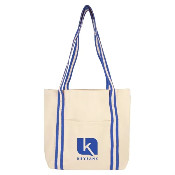 10 oz cotton tote with striped shoulder handles and imprint area.... from ASI 67557 LimeLight Ent / Limelight USA