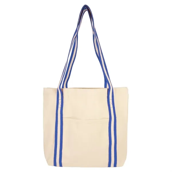 10 oz cotton tote with striped shoulder handles and imprint area.... from ASI 67557 LimeLight Ent / Limelight USA