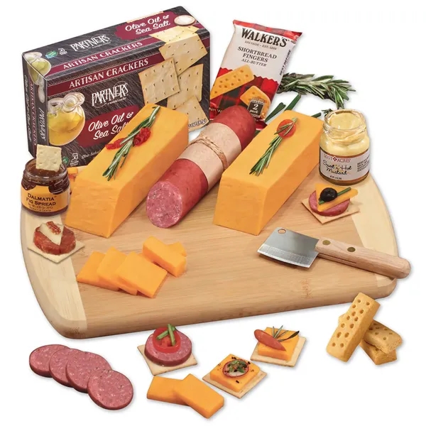 Cutting board with cheese, sausage, and crackers.... from ASI 68680 Maple Ridge Farms Inc