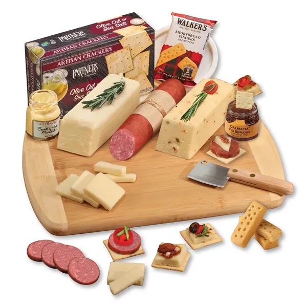 Cutting board with cheese, sausage, and crackers.... from ASI 68680 Maple Ridge Farms Inc