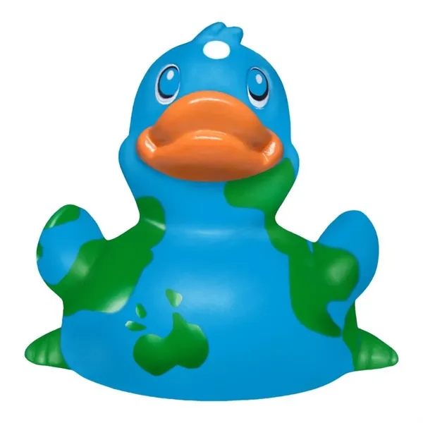 Rubber Round the World Duck, blue with map. Balanced and Weighted... from ASI 31977 Adline Industries Inc