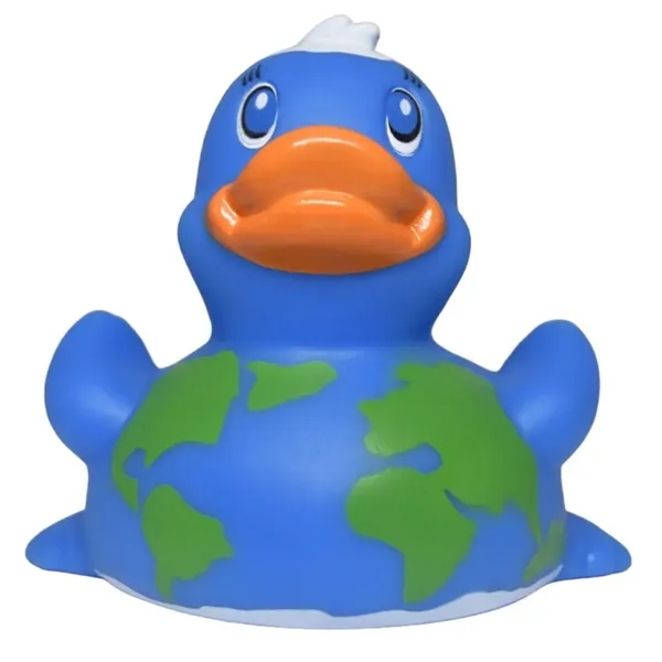 Rubber Round the World Duck, blue with map. Balanced and Weighted... from ASI 31977 Adline Industries Inc