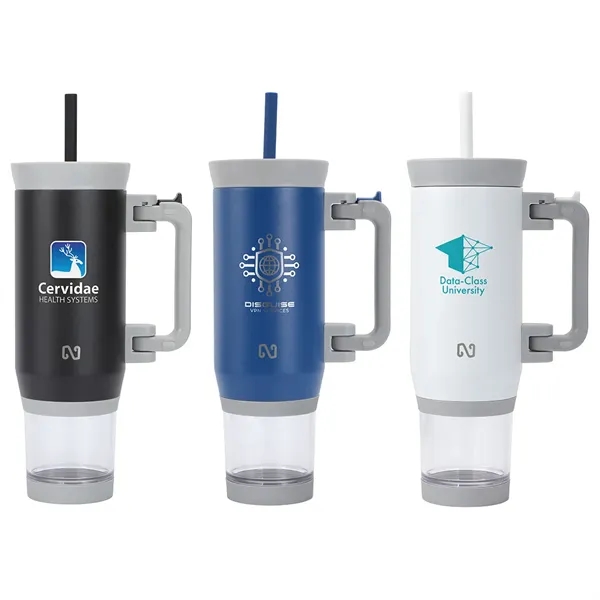 23 oz Stainless Steel Double-Wall Mug with Foldable Handle & Snack... from ASI 36730 Ariel Premium Supply Inc