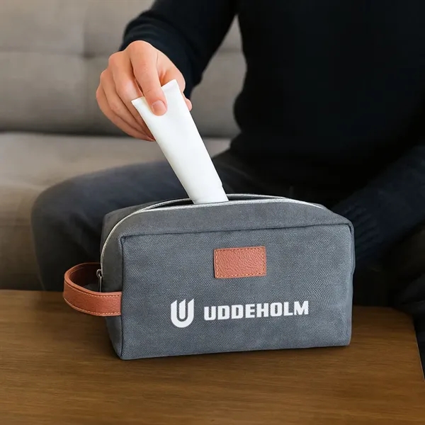 Toiletry / cosmetic bag made from 600D heather fabrication. Perfect for... from ASI 84592 St Regis Group