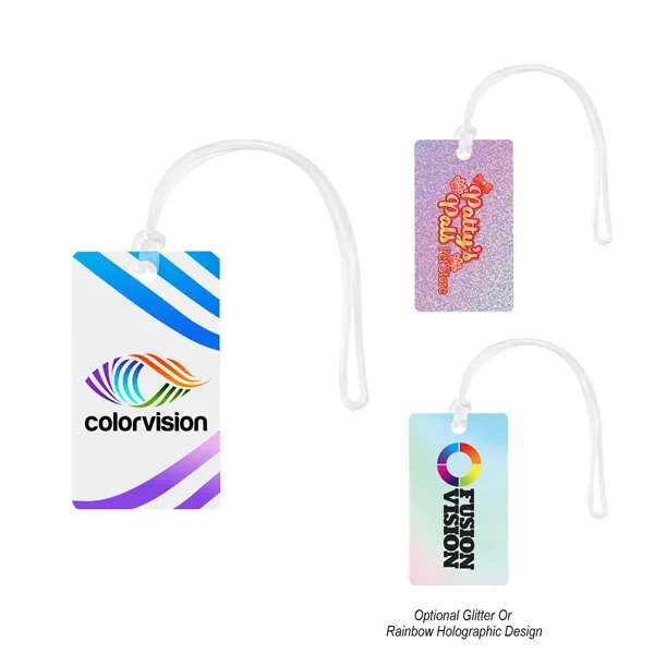 Rectangle-shaped acrylic bag tag with PVC spaghetti strap attachment.... from ASI 61125 Hit Promotional Products / Hit®