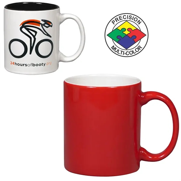 11oz two-tone white mug with c-shaped handle and colored interior. Glossy... from ASI 80093 Pyrographics / Pyrographics Line