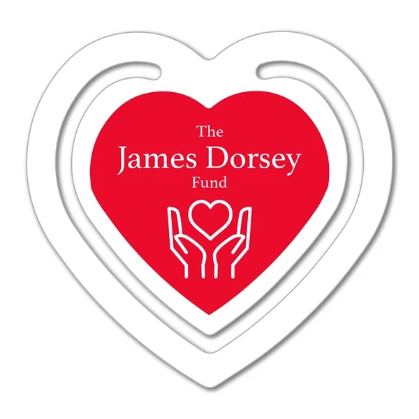 2.375" x 2.3125" Heart bookmark available in .020" 4CP white flexible... from ASI 53430 Executive Line / Executive Line®