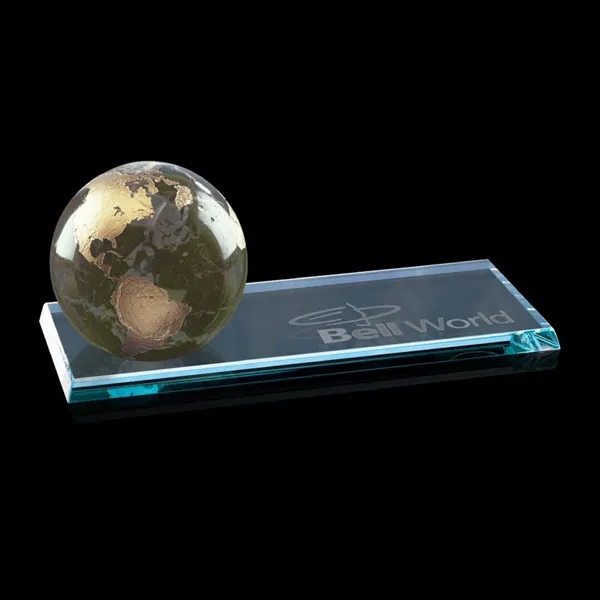 A Green Marble Globe, with the continents color-filled in gold, on... from ASI 84592 St Regis Group