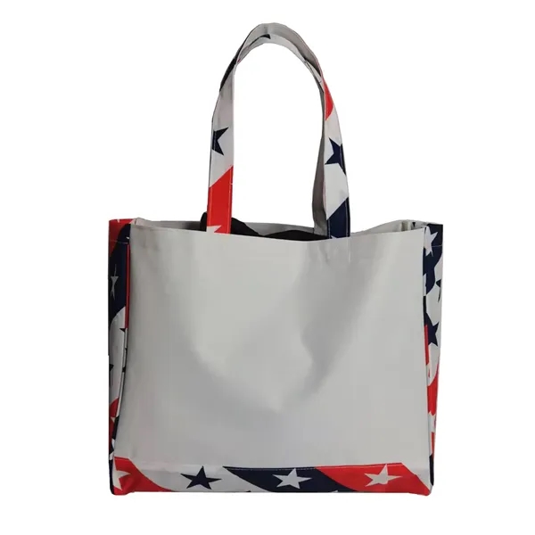 Patriotic tote bag with front pocket,... from ASI 34046 Allcasion Travelware Co