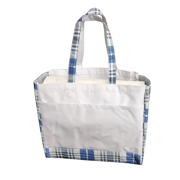 Pink Ribbon tote bag with front pocket,... from ASI 34046 Allcasion Travelware Co