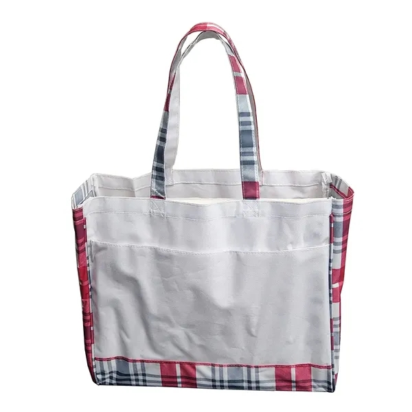 Pink Ribbon tote bag with front pocket,... from ASI 34046 Allcasion Travelware Co