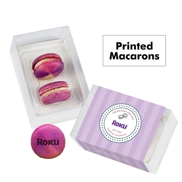 Set of 2 macarons with full color edible printing.... from ASI 71685 Midnite Snax®