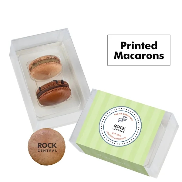 Set of 2 macarons with full color edible printing.... from ASI 71685 Midnite Snax®