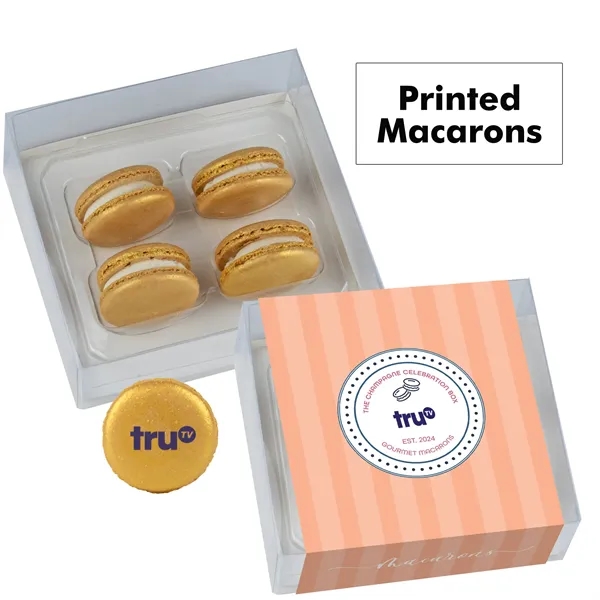 Set of 4 macarons with full color edible printing.... from ASI 71685 Midnite Snax®
