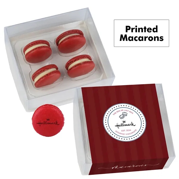 Set of 4 macarons with full color edible printing.... from ASI 71685 Midnite Snax®