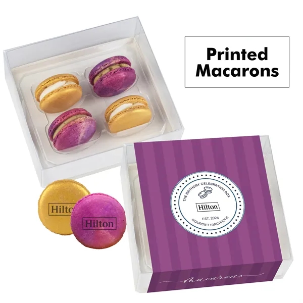 Set of 4 macarons with full color edible printing.... from ASI 71685 Midnite Snax®