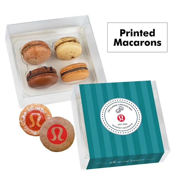 Set of 4 macarons with full color edible printing.... from ASI 71685 Midnite Snax®