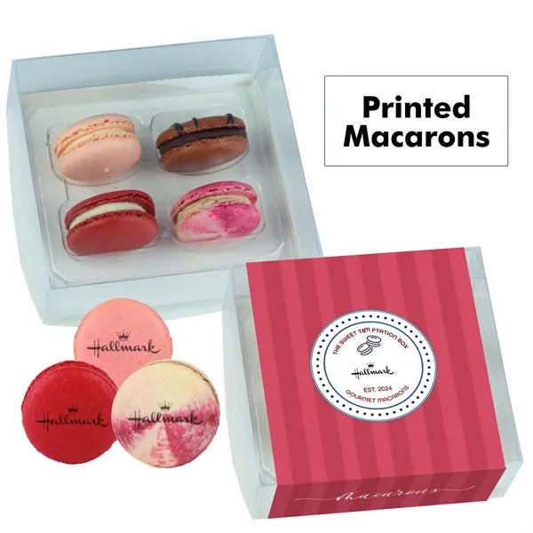 Set of 4 macarons with full color edible printing.... from ASI 71685 Midnite Snax®