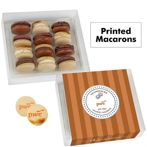 Set of 12 macarons with full color edible printing.... from ASI 71685 Midnite Snax®