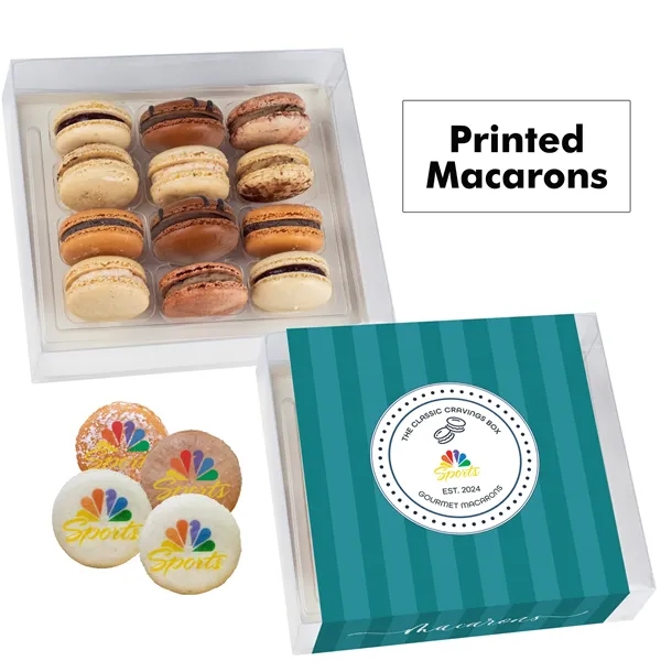 Set of 12 macarons with full color edible printing.... from ASI 71685 Midnite Snax®