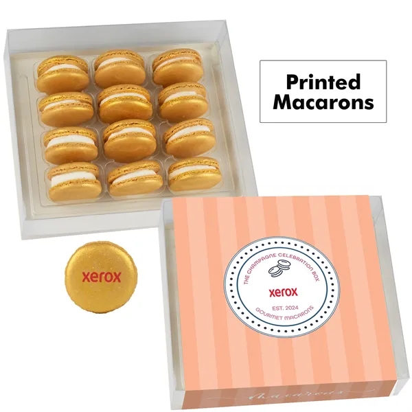Set of 12 macarons with full color edible printing.... from ASI 71685 Midnite Snax®