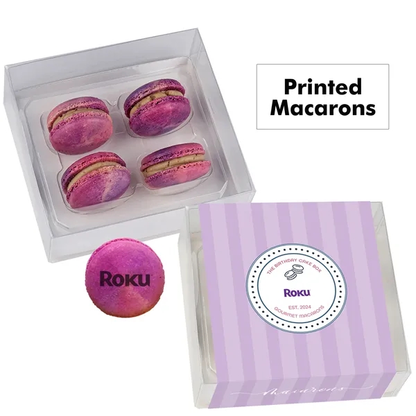 Set of 4 macarons with full color edible printing.... from ASI 71685 Midnite Snax®