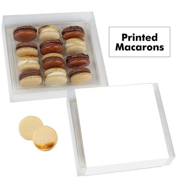 Set of 12 macarons with full color edible printing.... from ASI 71685 Midnite Snax®