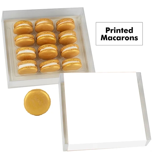 Set of 12 macarons with full color edible printing.... from ASI 71685 Midnite Snax®