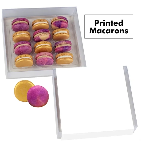 Set of 12 macarons with full color edible printing.... from ASI 71685 Midnite Snax®