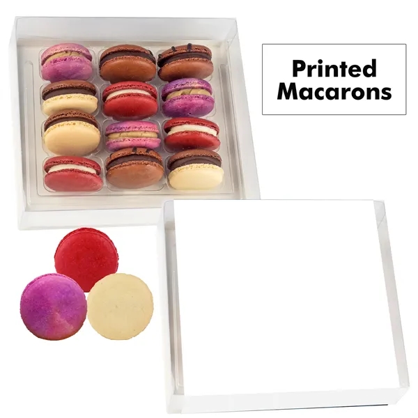 Set of 12 macarons with full color edible printing.... from ASI 71685 Midnite Snax®