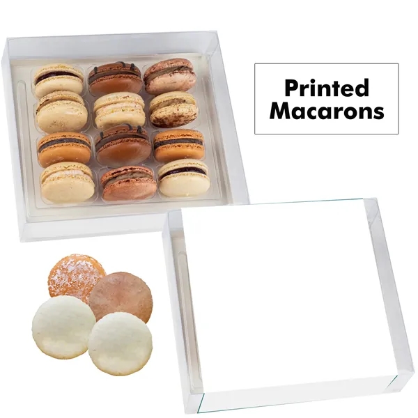 Set of 12 macarons with full color edible printing.... from ASI 71685 Midnite Snax®