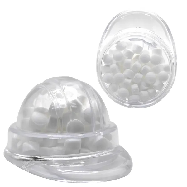Sugar-free peppermint mini mints inside a hard-hat shaped container... from ASI 71685 Midnite Snax®