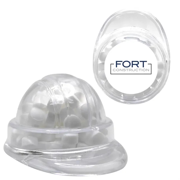 Sugar-free peppermint mini mints inside a hard-hat shaped container... from ASI 71685 Midnite Snax®