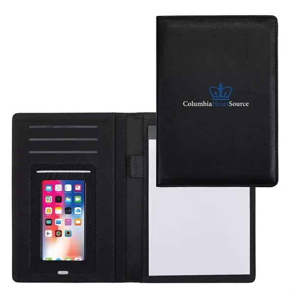 Leatherette padfolio with a notepad, pen loop, notepad and integrated smartphone... from ASI 57655 STOPNGO Line