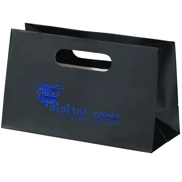 Heavyweight matte-laminated bag with fold-over die cut handles.... from ASI 37940 Bag Makers Inc