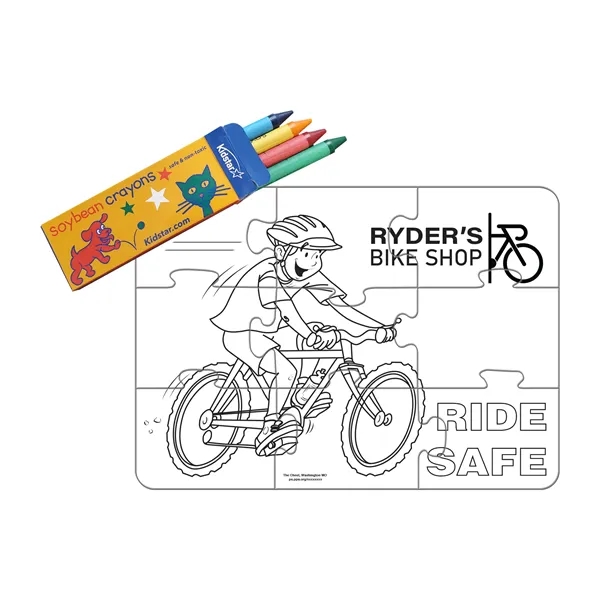 5" x 7" 9-piece jigsaw coloring puzzle shrink-wrapped with 4 pack... from ASI 44830 The Chest