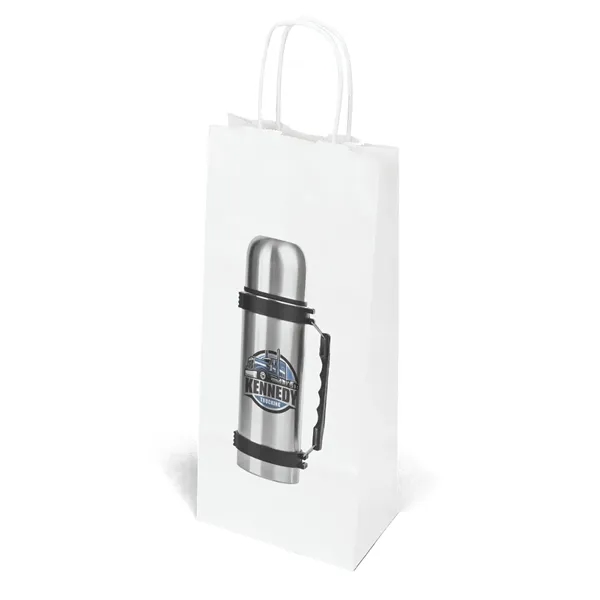 White kraft paper shopper wine bag with twisted paper handles and... from ASI 37940 Bag Makers Inc