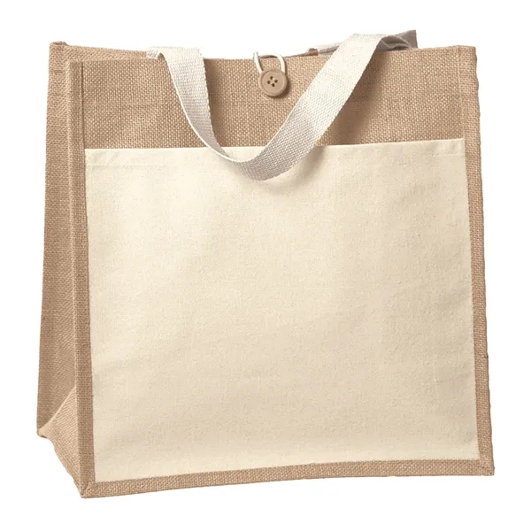 Cotton/Jute Tote with 10 oz. cotton front pocket and 1 1/4"... from ASI 37940 Bag Makers Inc