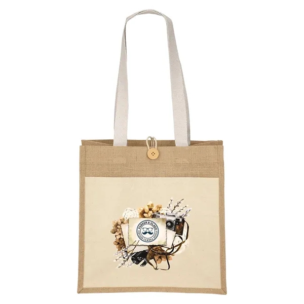 Cotton/Jute Tote with 10 oz. cotton front pocket and 1 1/4"... from ASI 37940 Bag Makers Inc