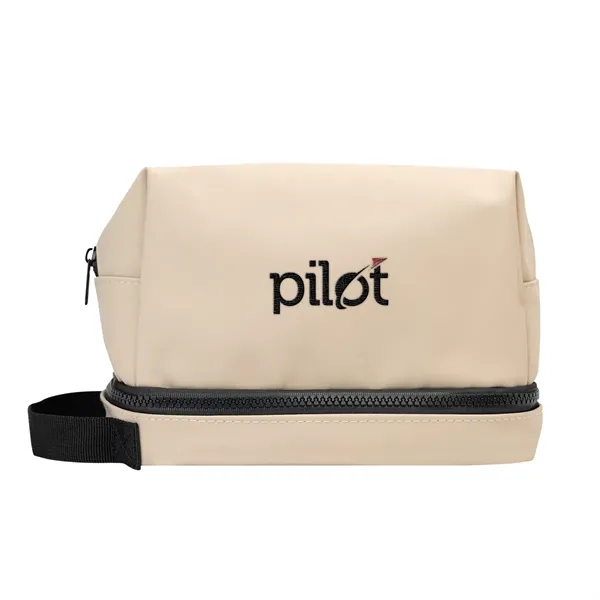 6.5" x 9" recycled polyester cosmetics bag with zipper compartments and... from ASI 61125 Hit Promotional Products / Hit®