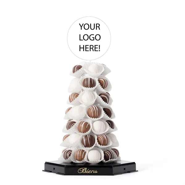 Chocolate centerpiece, featuring 50 handcrafted chocolate dipped. chocolate cake truffles, gift... from ASI 61125 Hit Promotional Products / Hit®