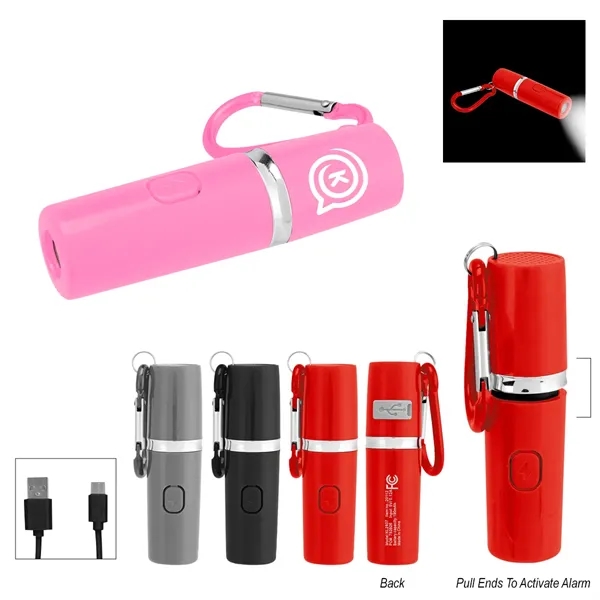 Rechargeable alarm and LED flashlight with carabiner.... from ASI 61125 Hit Promotional Products / Hit®