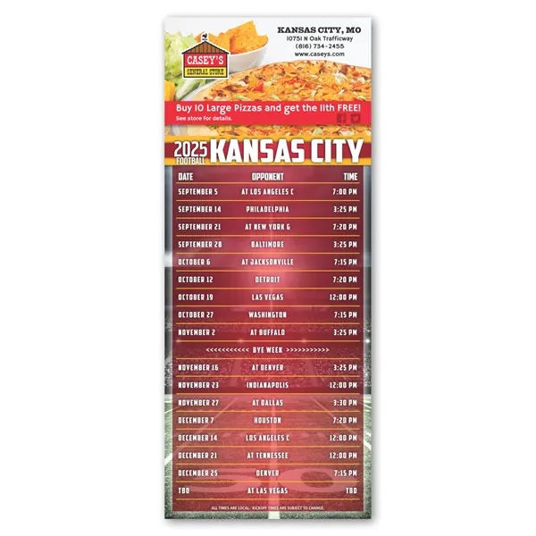 3 1/2" x 8 1/2" football themed, dual-schedule magnet with four... from ASI 68507 The Magnet Group / Magnet LLC™