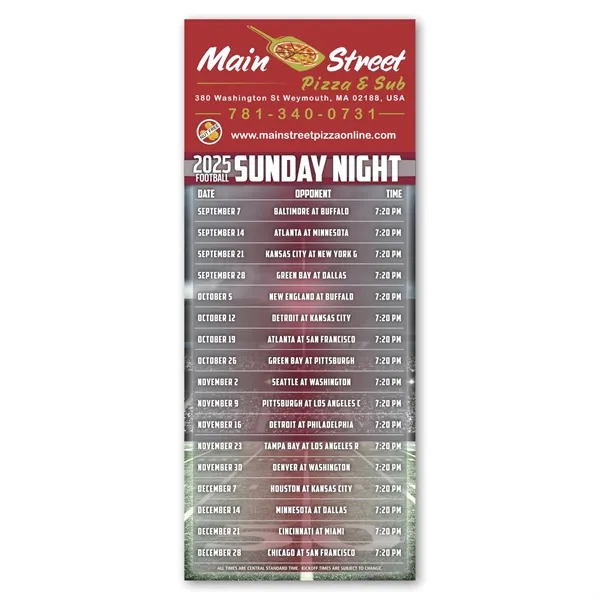3 1/2" x 8 1/2" football themed, dual-schedule magnet with four... from ASI 68507 The Magnet Group / Magnet LLC™