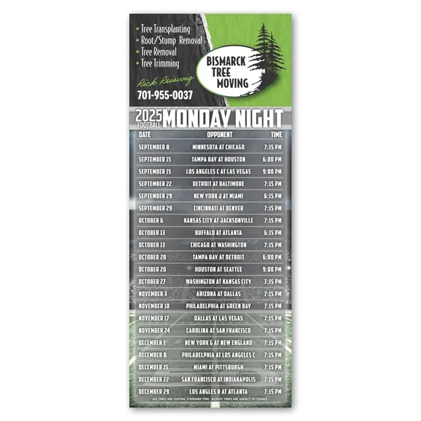 3 1/2" x 8 1/2" football themed, dual-schedule magnet with four... from ASI 68507 The Magnet Group / Magnet LLC™